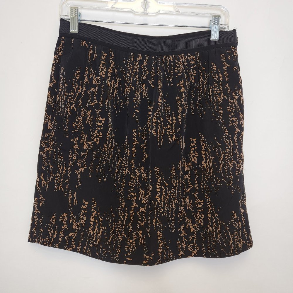 Gap Skirt 2 Black Brown Dot Print Gathered Waist Back Zip Above Knee Fall